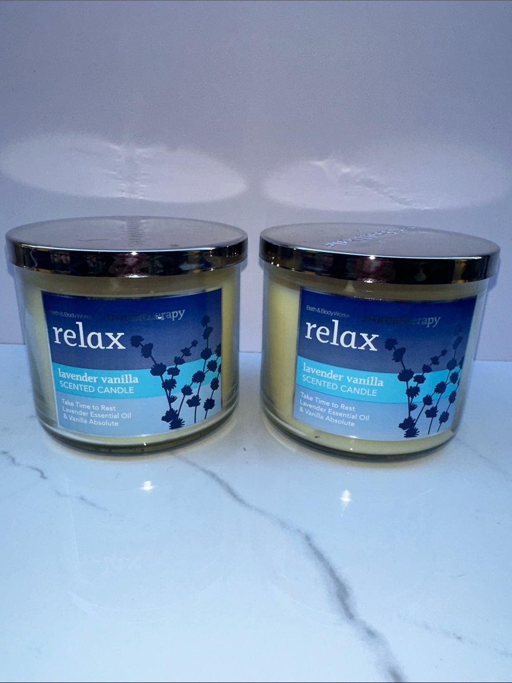 🆕 Aromatherapy relax lavender vanilla scented 3 wick candles